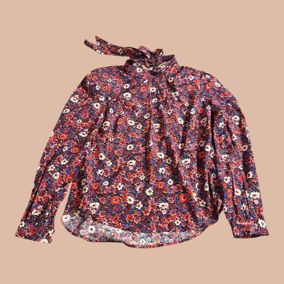 Veronica Beard Tops - Veronica Beard Blouse Womens Size 6 Multicolor High Neck Blouse Floral Silk